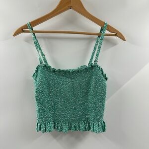Hollister Turquoise Floral Smocked Tank Top – Size Medium